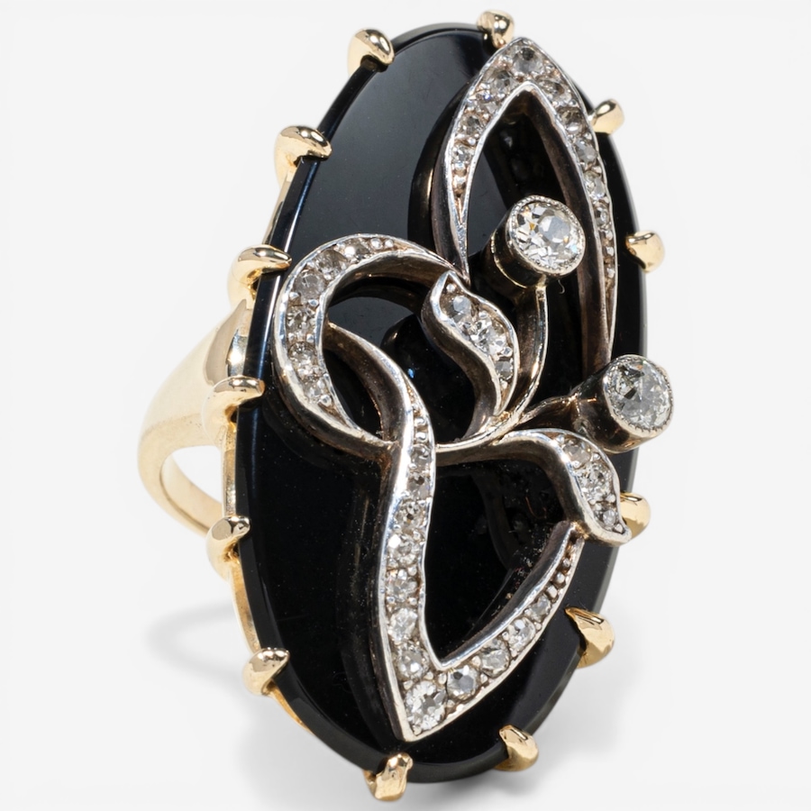Image 752415_ALTMORE1.jpg, Product 752-415 / Price $5,895.00, Estate Originals 14K Yellow Gold Antique Onyx and Old European-Cut Diamond Ring from Estate Originals on TSC.ca's Jewellery department