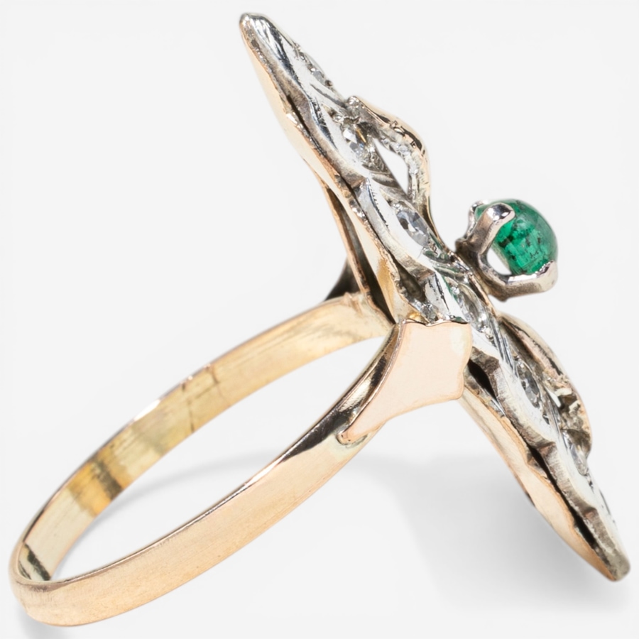 Image 752421_ALTMORE2.jpg, Product 752-421 / Price $2,495.00, Estate Originals 14K Yellow and White Gold Vintage Emerald and Diamond Navette Ring from Estate Originals on TSC.ca's Jewellery department