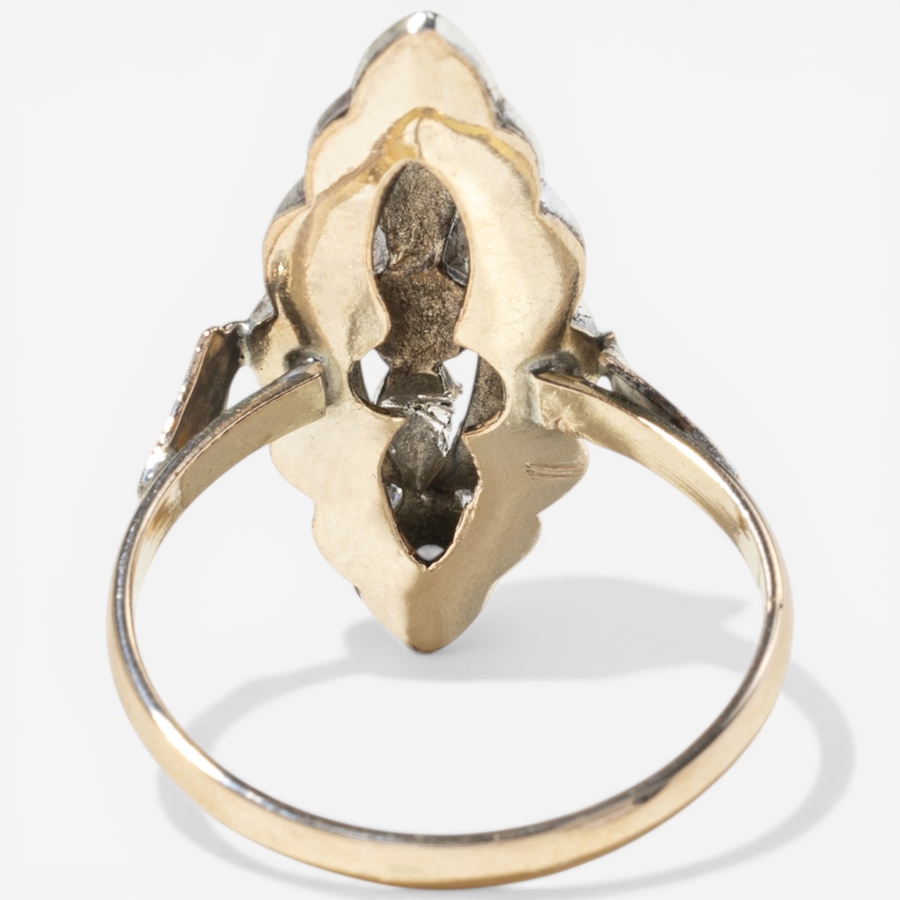 Image 752421_ALTMORE3.jpg, Product 752-421 / Price $2,495.00, Estate Originals 14K Yellow and White Gold Vintage Emerald and Diamond Navette Ring from Estate Originals on TSC.ca's Jewellery department