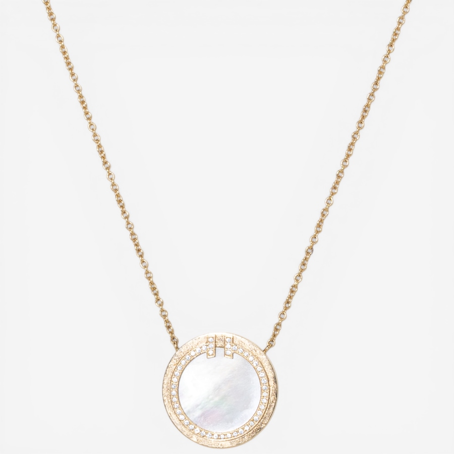 Image 752422.jpg, Product 752-422 / Price $5,295.00, Estate Originals 18K Rose Gold 18" Tiffany & Co. T Circle Mop and Diamond Circle Pendant from Estate Originals on TSC.ca's Jewellery department