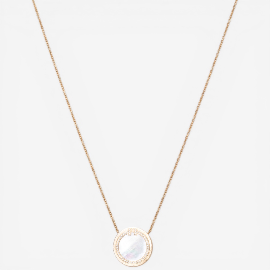Image 752422_ALTMORE1.jpg, Product 752-422 / Price $5,295.00, Estate Originals 18K Rose Gold 18" Tiffany & Co. T Circle Mop and Diamond Circle Pendant from Estate Originals on TSC.ca's Jewellery department