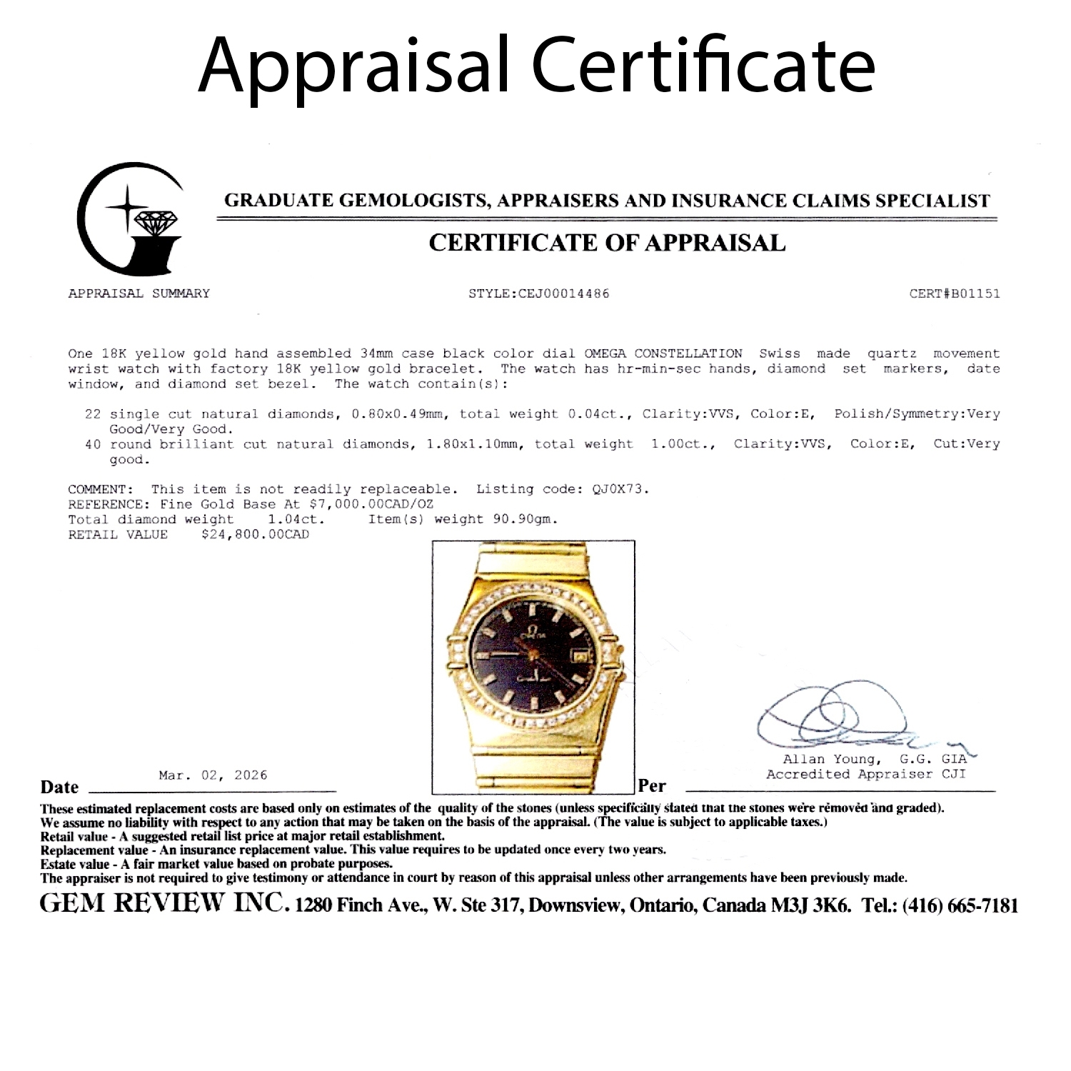 Estate Originals 18K Yellow Gold Omega Constellation Swiss-Made