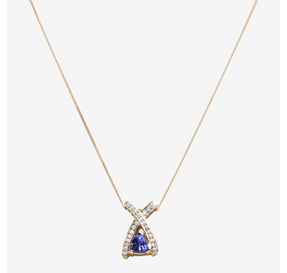Image 752431_ALTMORE1.jpg, Product 752-431 / Price $4,795.00, Estate Originals 14K Yellow Gold 2.35 ctw Trilliant-Cut Tanzanite and Diamond Pendant from Estate Originals on TSC.ca's Jewellery department