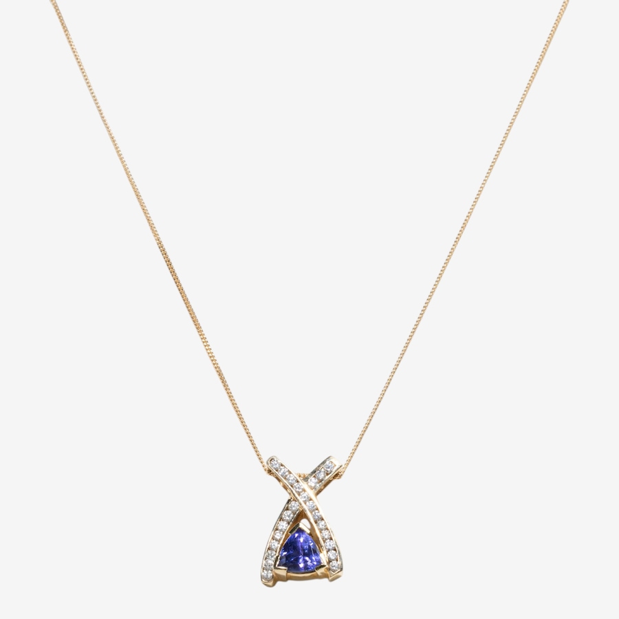 Image 752431_ALTMORE1.jpg, Product 752-431 / Price $4,795.00, Estate Originals 14K Yellow Gold 2.35 ctw Trilliant-Cut Tanzanite and Diamond Pendant from Estate Originals on TSC.ca's Jewellery department