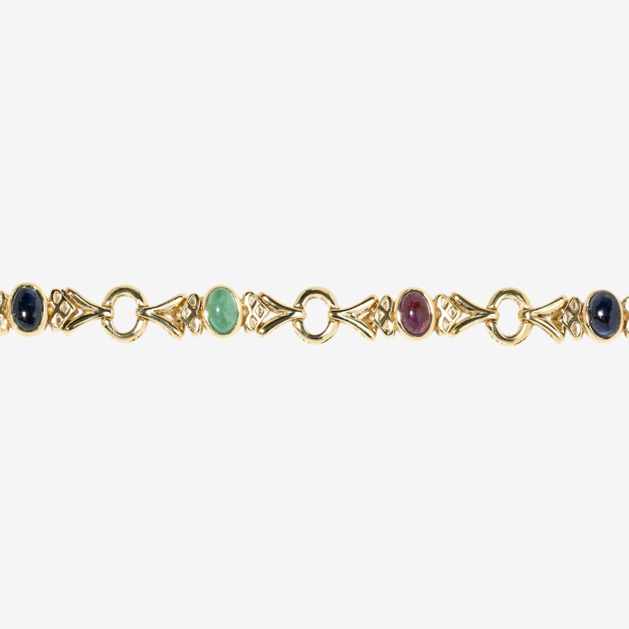 Image 752437_ALTMORE1.jpg, Product 752-437 / Price $5,995.00, Estate Originals 14K Yellow Gold 7" Cabochon-Cut Emerald, Ruby and Sapphire Bracelet from Estate Originals on TSC.ca's Jewellery department