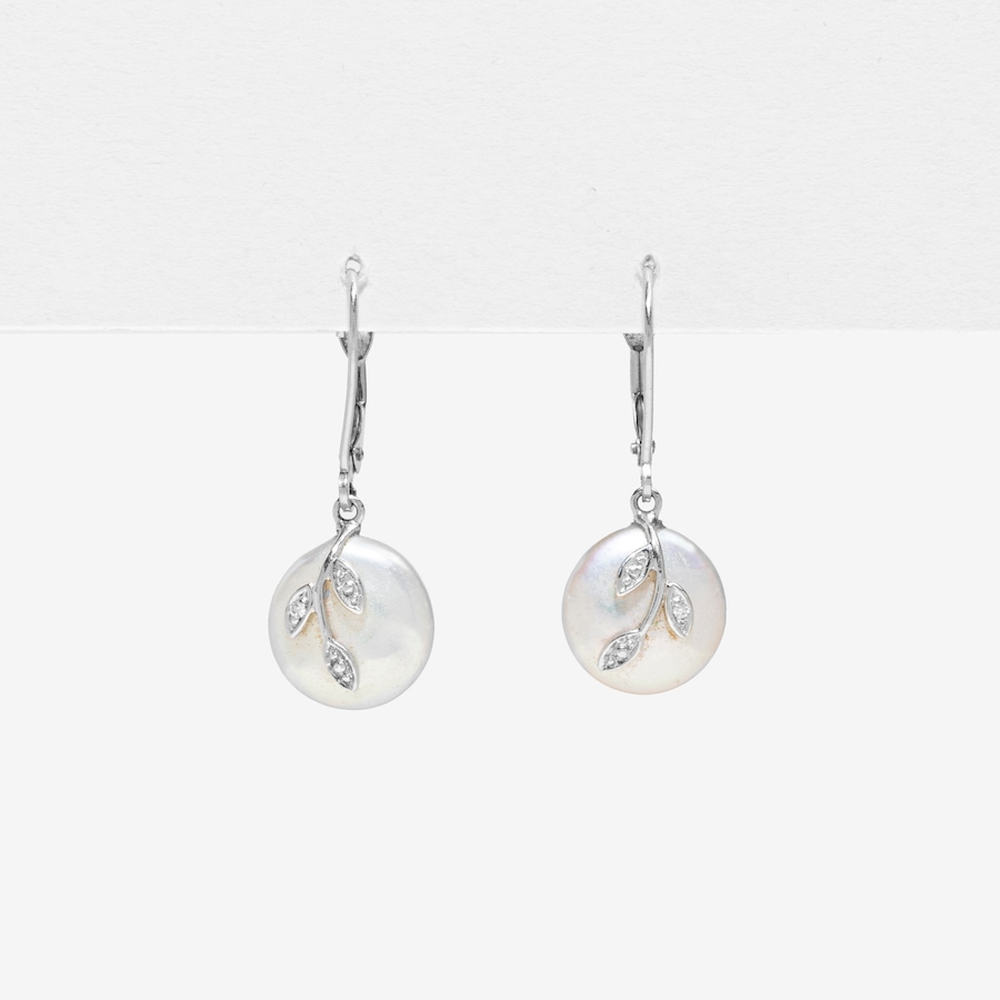 Image 752438.jpg, Product 752-438 / Price $1,495.00, Estate Originals 14K White Gold Button-Shaped Pearl and Diamond Drop Earrings from Estate Originals on TSC.ca's Jewellery department