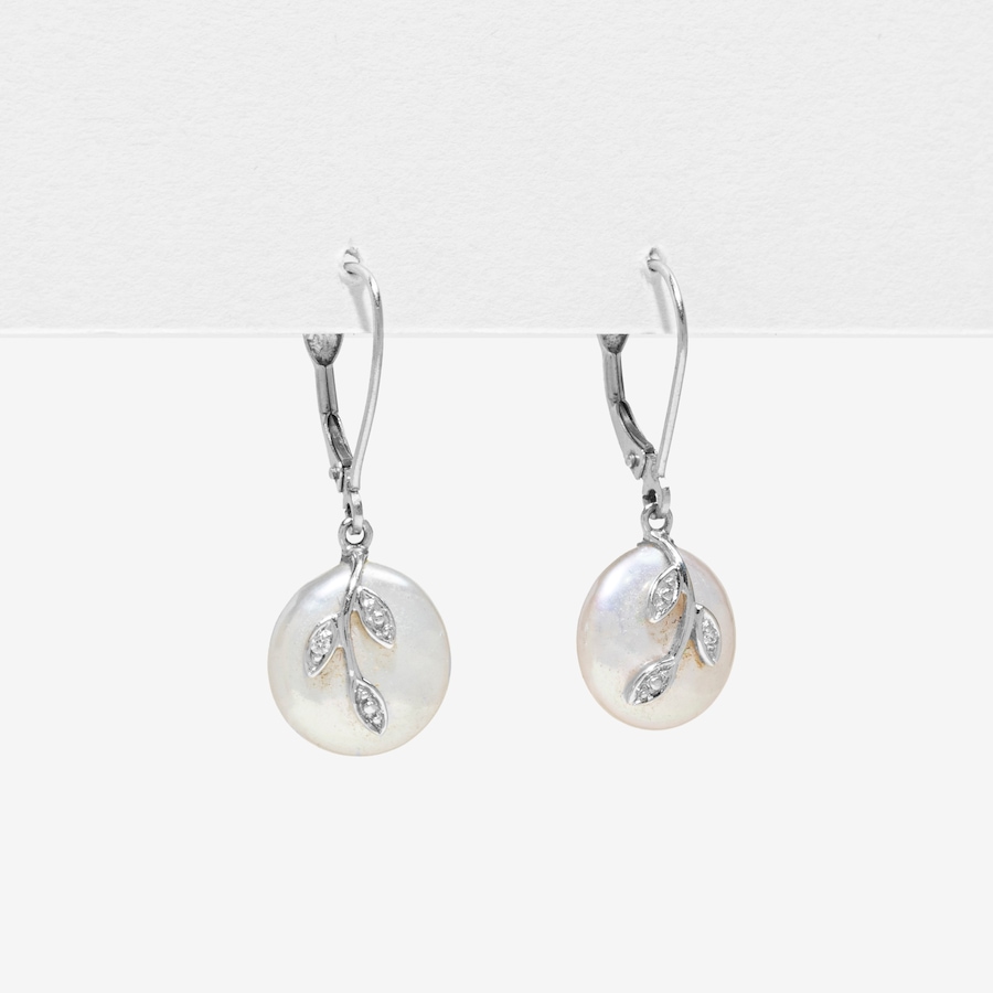 Image 752438_ALTMORE1.jpg, Product 752-438 / Price $1,495.00, Estate Originals 14K White Gold Button-Shaped Pearl and Diamond Drop Earrings from Estate Originals on TSC.ca's Jewellery department