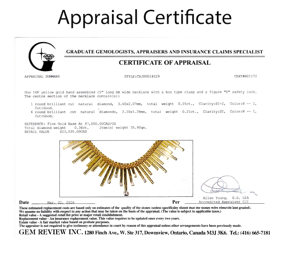 Image 752440_ALTMORE5.jpg, Product 752-440 / Price $11,995.00, Estate Originals 14K Yellow Gold 15" Cleopatra-Style Diamond Necklace from Estate Originals on TSC.ca's Jewellery department
