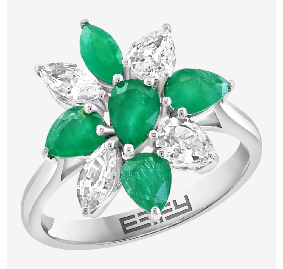 Image 752483.jpg, Product 752-483 / Price $4,799.99, 14K White Gold Natural Emerald & White Sapphire Ring from Effy Jewellery on TSC.ca's Jewellery department