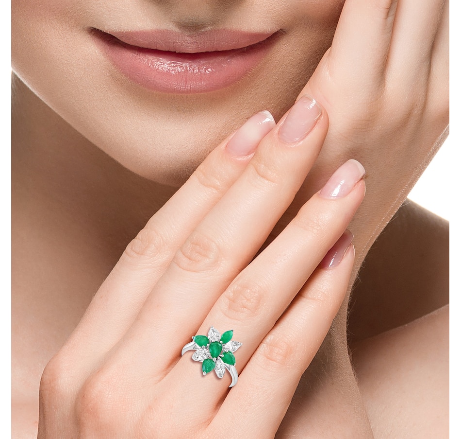 Image 752483_ALTMORE2.jpg, Product 752-483 / Price $4,799.99, 14K White Gold Natural Emerald & White Sapphire Ring from Effy Jewellery on TSC.ca's Jewellery department