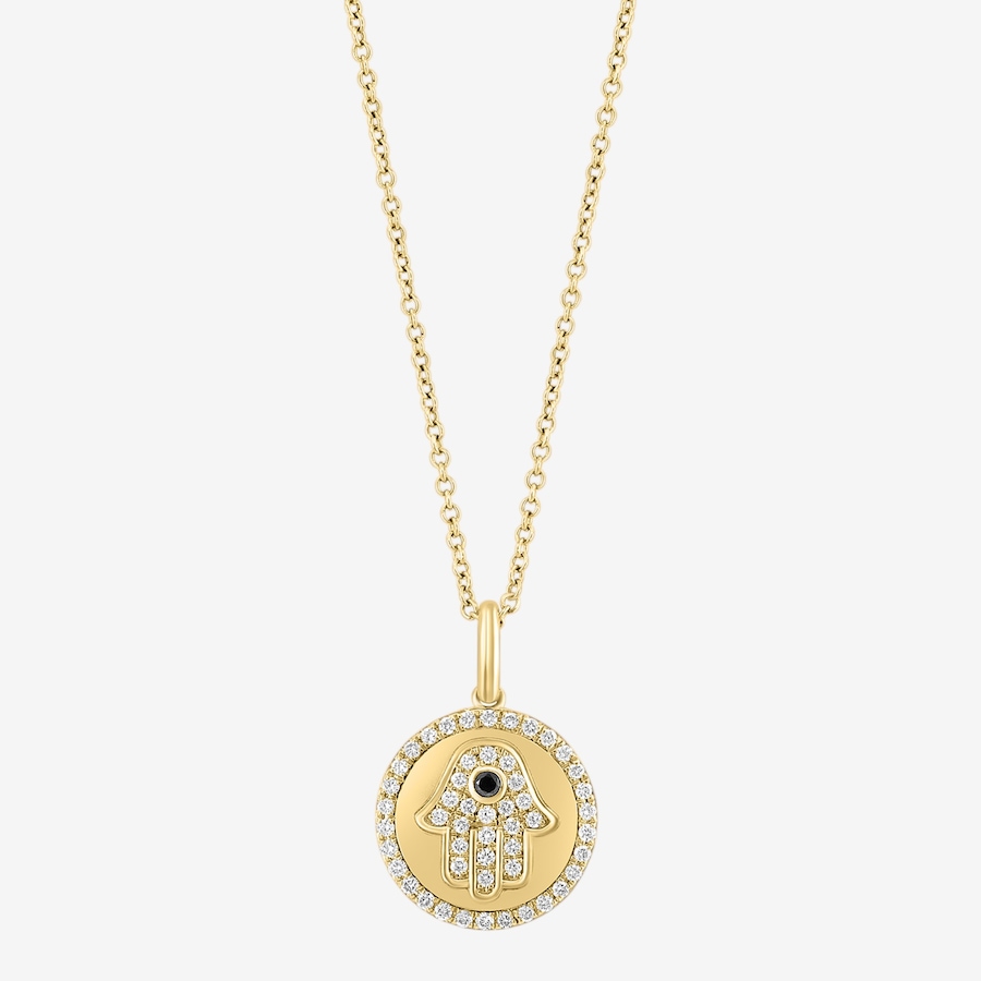Image 752493.jpg, Product 752-493 / Price $2,399.99, EFFY 14K Yellow Gold Black & White Diamond Hamsa Pendant with Chain from Effy Jewellery on TSC.ca's Jewellery department
