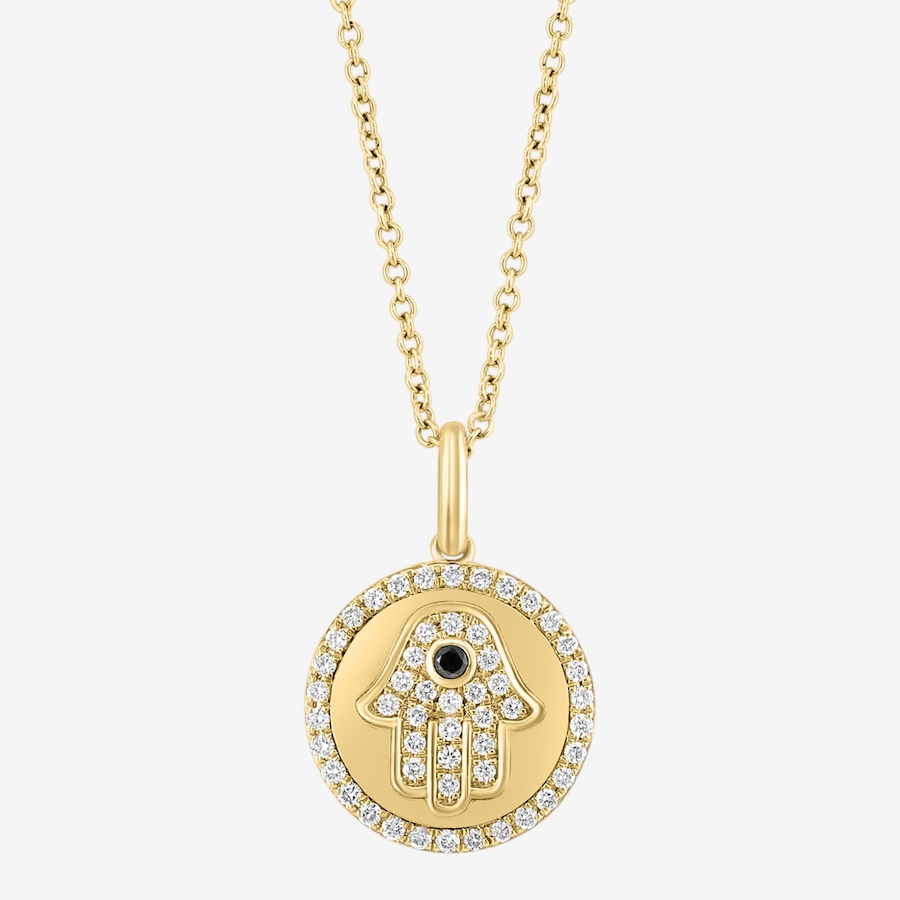 Image 752493_ALTMORE1.jpg, Product 752-493 / Price $2,399.99, EFFY 14K Yellow Gold Black & White Diamond Hamsa Pendant with Chain from Effy Jewellery on TSC.ca's Jewellery department