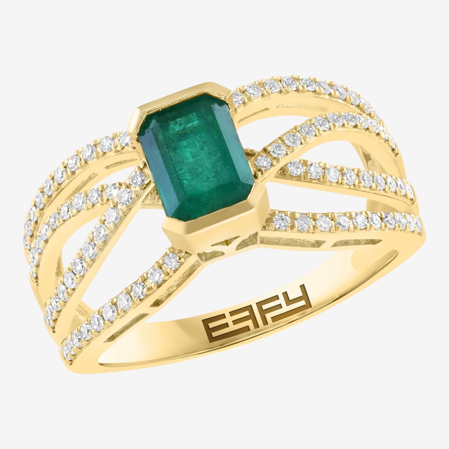 Image 752497.jpg, Product 752-497 / Price $3,699.99, EFFY 14K Yellow Gold Emerald & Diamond Ring from Effy Jewellery on TSC.ca's Jewellery department