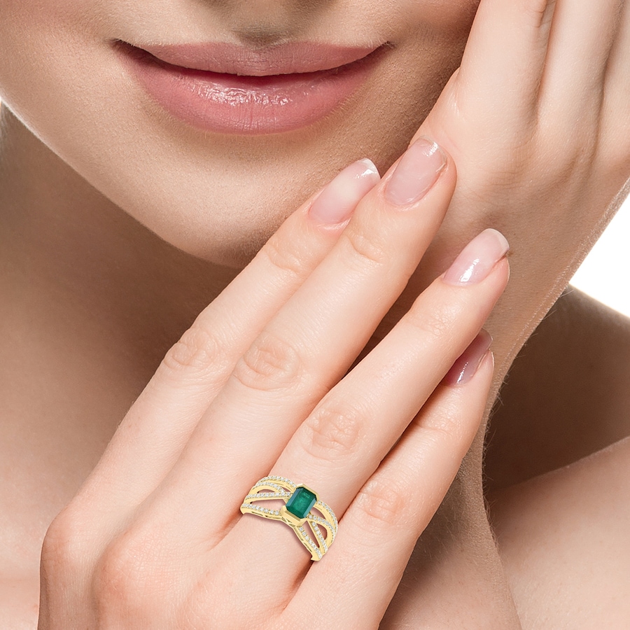 Image 752497_ALTMORE3.jpg, Product 752-497 / Price $3,699.99, EFFY 14K Yellow Gold Emerald & Diamond Ring from Effy Jewellery on TSC.ca's Jewellery department