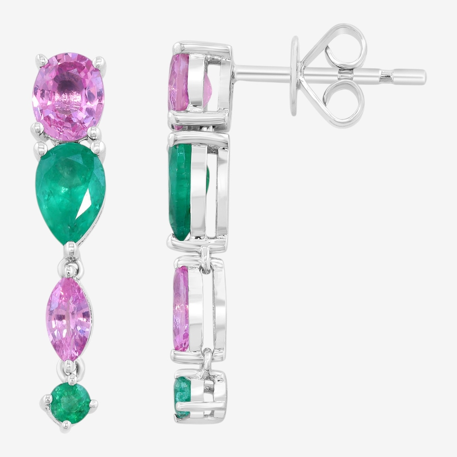 Image 752499.jpg, Product 752-499 / Price $2,199.99, EFFY 14K White Gold Pink Sapphire & Emerald Earrings from Effy Jewellery on TSC.ca's Jewellery department