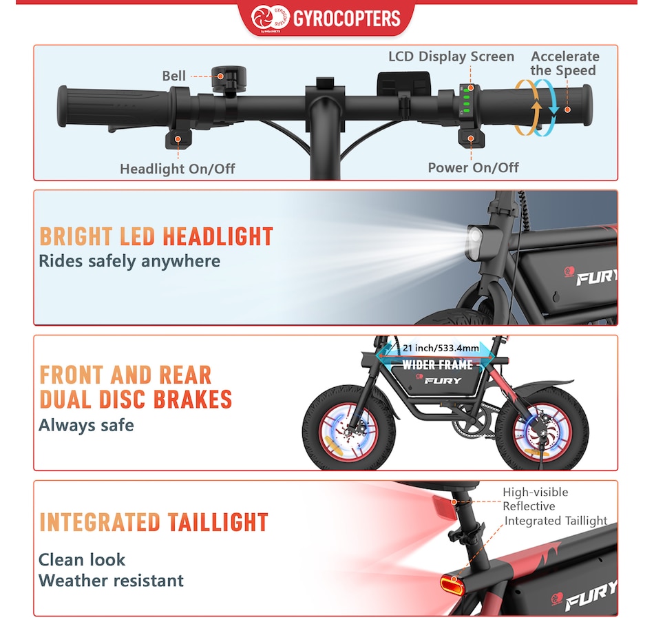Image 752572_ALTMORE4.jpg, Product 752-572 / Price $899.99, Gyrocopters Fury Electric Bike from Gyrocopters on TSC.ca's Health & Fitness department