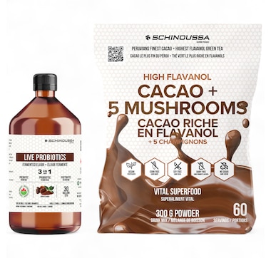 Schinoussa Probiotics Elixir With Cacao + 5 Mushrooms Vital Superfood Duo 