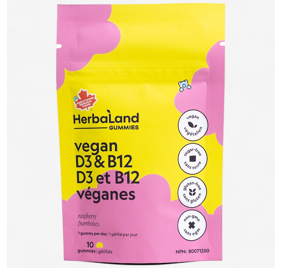 Image 752779.jpg, Product 752-779 / Price $7.99, Herbaland Vegan D3 & B12 Gummies 10-Count Travel from Herbaland Naturals on TSC.ca's Health & Fitness department