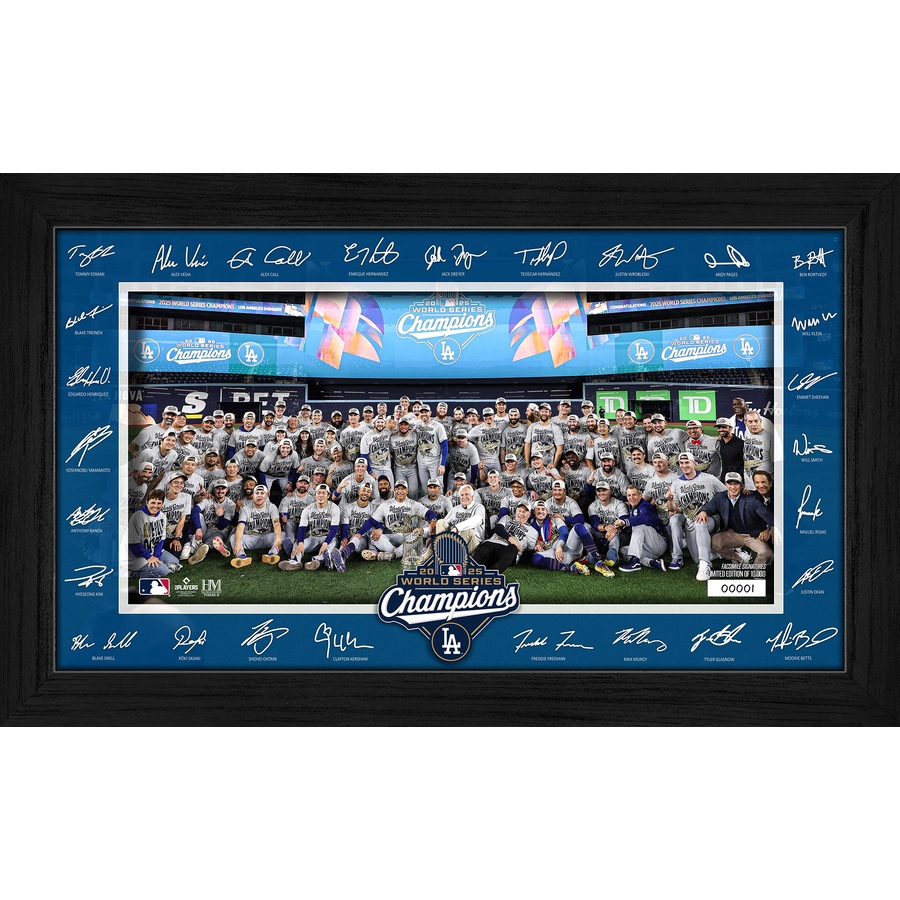Image 753056.jpg, Product 753-056 / Price $94.99, Los Angeles Dodgers 2025 World Series Champions Signature Celebration Frame from Highland Mint on TSC.ca's Sports department
