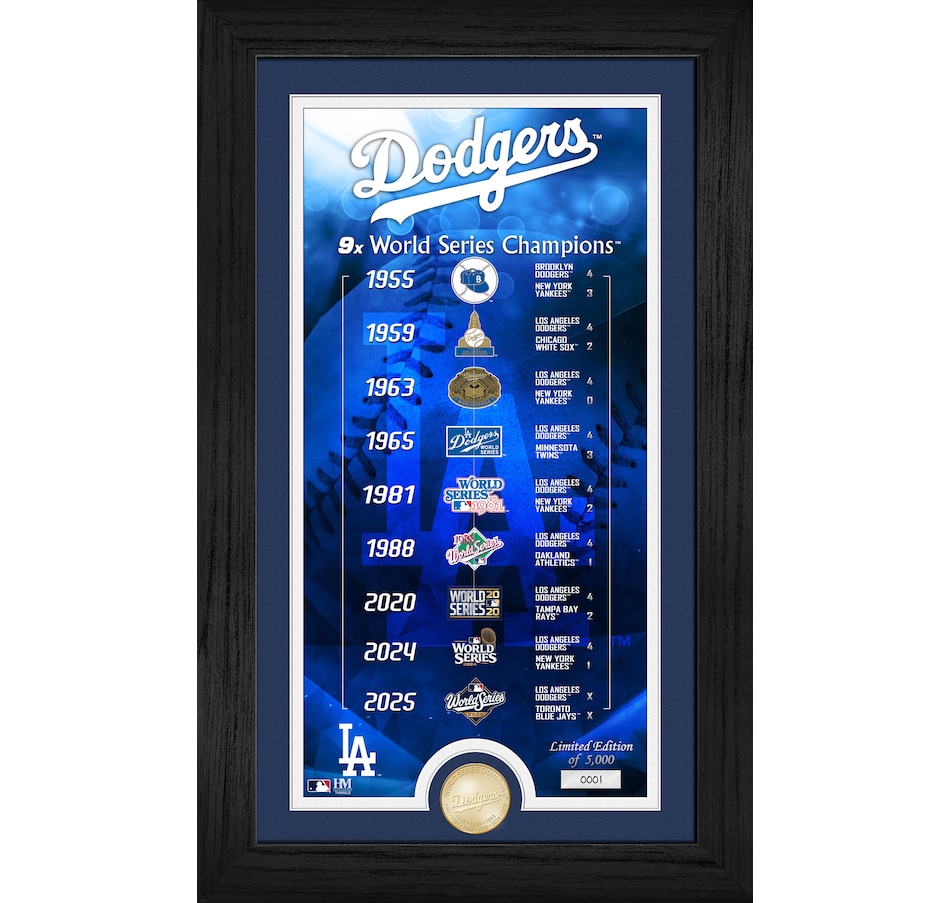 Image 753061.jpg, Product 753-061 / Price $119.99, Los Angeles Dodgers 9x World Series Champions Legacy Bronze Coin Photo Mint from Highland Mint on TSC.ca's Sports department