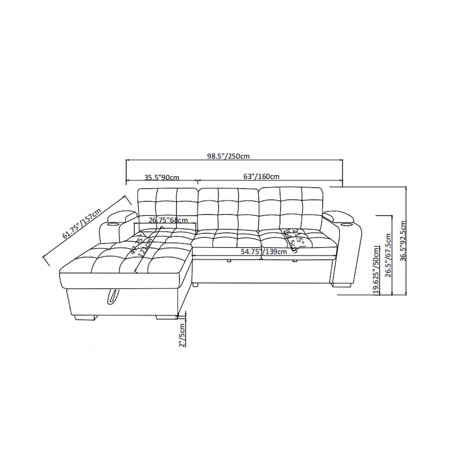 Image 753457_ALTMORE5.jpg, Product 753-457 / Price $2,200.00, Brassex Lennox RHF Sectional Sleeper Bed from Brassex on TSC.ca's Home & Garden department