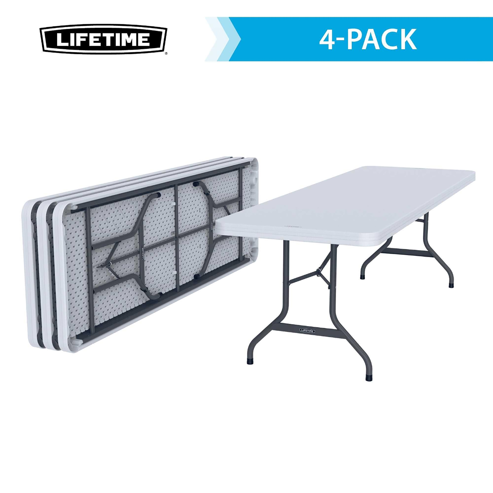 Lifetime Rectangular Commercial 8' Folding Table (white/granite
