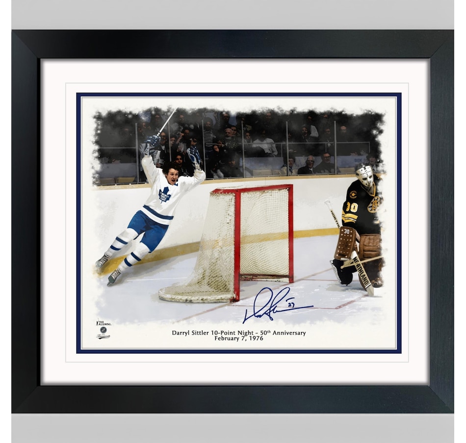 Image 753527.jpg, Product 753-527 / Price $299.99, Darryl Sittler Signed Framed 16" x 20" Toronto Maple Leafs 50th Anniversary Edition Inscribed "10 Point Night" from Frameworth on TSC.ca's Sports department