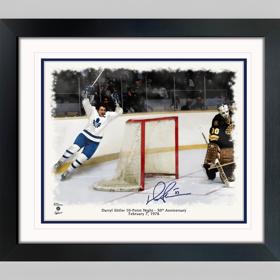 Image 753527.jpg, Product 753-527 / Price $299.99, Darryl Sittler Signed Framed 16" x 20" Toronto Maple Leafs 50th Anniversary Edition Inscribed "10 Point Night" from Frameworth on TSC.ca's Sports department