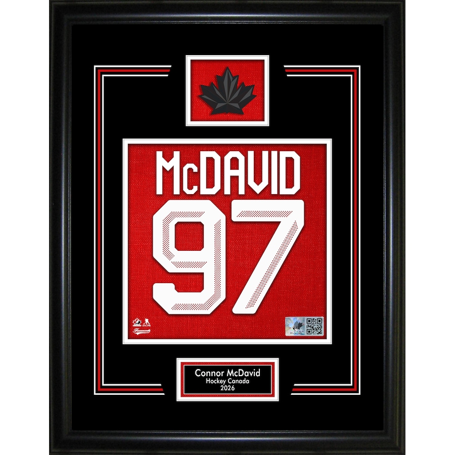 Image 753567.jpg, Product 753-567 / Price $79.99, Frameworth Connor McDavid Virtual Jersey Number Framed 16" x 20" 2026 Hockey Canada  from Frameworth on TSC.ca's Sports department