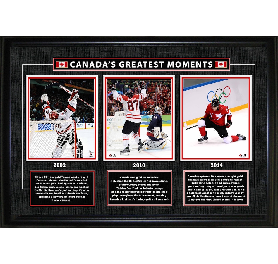 Image 753574.jpg, Product 753-574 / Price $149.99, Frameworth Canada's Greatest Moment Framed 26" x 18" 2002/2010/2014 Hockey Canada from Frameworth on TSC.ca's Sports department