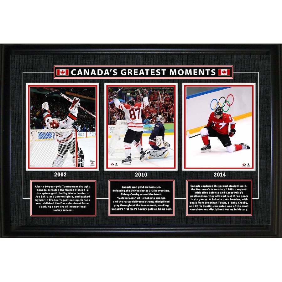Image 753574.jpg, Product 753-574 / Price $149.99, Frameworth Canada's Greatest Moment Framed 26" x 18" 2002/2010/2014 Hockey Canada from Frameworth on TSC.ca's Sports department
