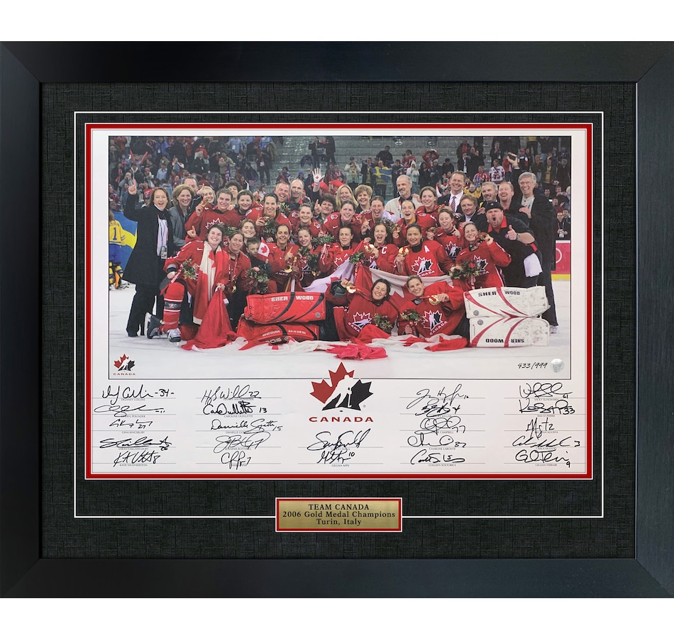 Image 753575.jpg, Product 753-575 / Price $399.99, Frameworth Team Canada Women's Multi-Signed Framed 2006 Gold Medal Championship Print from Team Canada on TSC.ca's Sports department