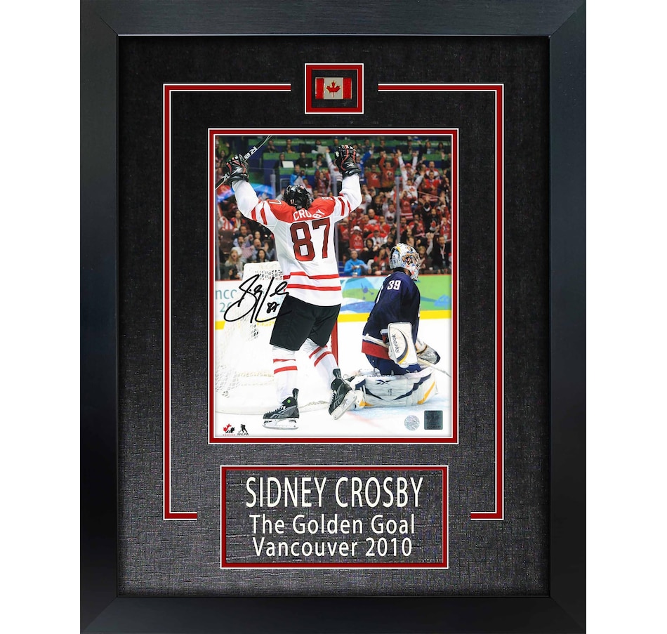 Image 753578.jpg, Product 753-578 / Price $799.99, Frameworth Sidney Crosby Team Canada Signed Framed 8" x 10" Photo Golden Goal Photos from Team Canada on TSC.ca's Sports department