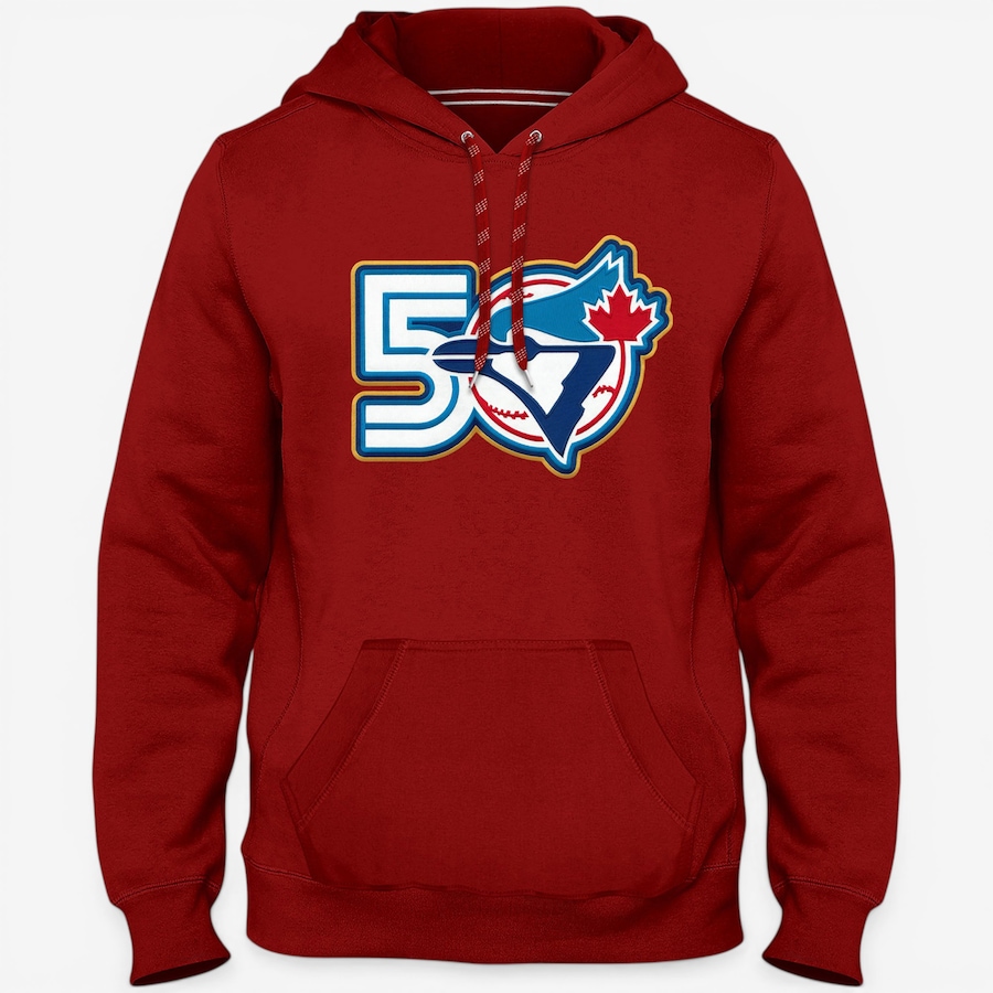 Image 753594.jpg, Product 753-594 / Price $119.99, Bulletin Men's Toronto Blue Jays MLB Express Twill 50th Anniversary Logo Hoodie (red) from Bulletin on TSC.ca's Sports department