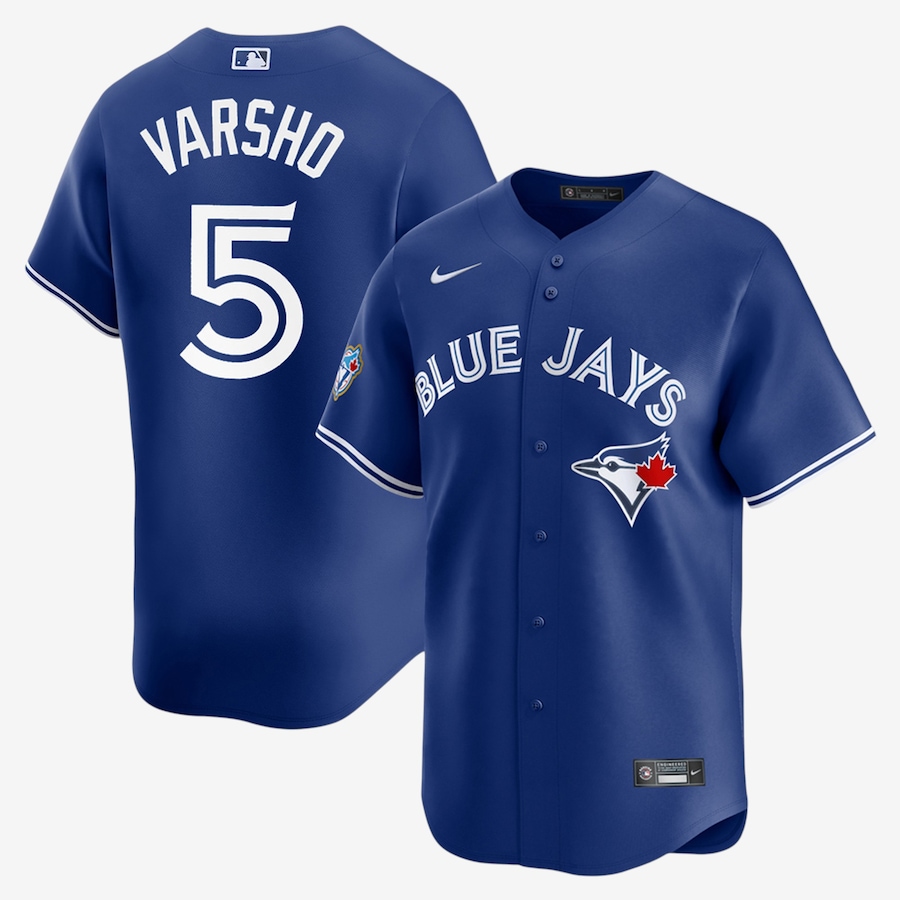 Image 753675.jpg, Product 753-675 / Price $329.99, Men's Toronto Blue Jays Nike 50th Anniversary Daulton Varsho Alternate Replica Jersey (royal) from Nike on TSC.ca's Sports department