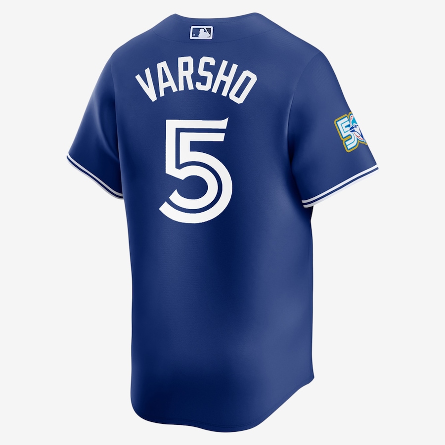 Image 753675_ALTMORE1.jpg, Product 753-675 / Price $329.99, Men's Toronto Blue Jays Nike 50th Anniversary Daulton Varsho Alternate Replica Jersey (royal) from Nike on TSC.ca's Sports department