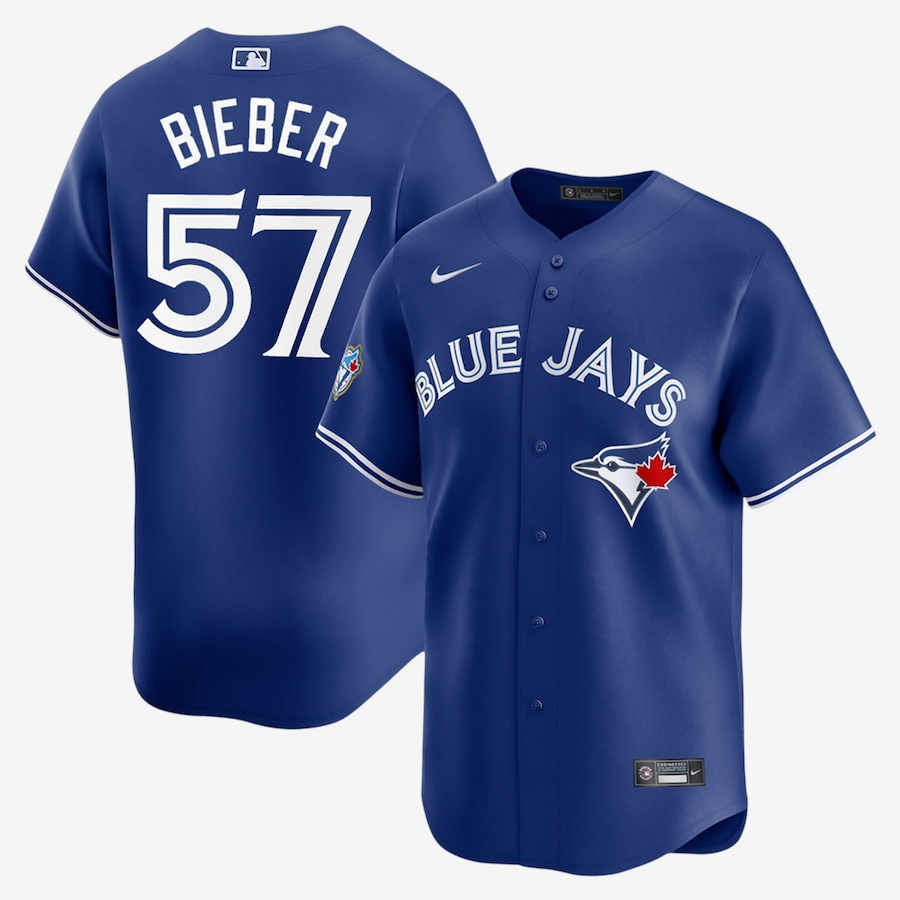 Image 753678.jpg, Product 753-678 / Price $329.99, Men's Toronto Blue Jays Nike 50th Anniversary Shane Bieber Alternate Replica Jersey (royal) from Nike on TSC.ca's Sports department