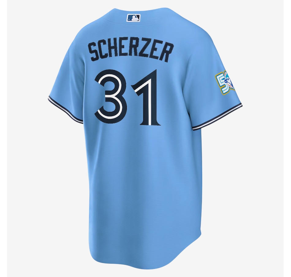 Image 753684_ALTMORE1.jpg, Product 753-684 / Price $288.99, Men's Toronto Blue Jays Nike 50th Anniversary Max Scherzer Alternate Replica Jersey (powder blue) from Nike on TSC.ca's Sports department