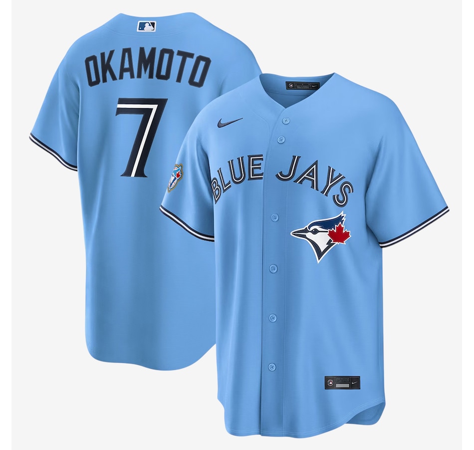 Image 753691.jpg, Product 753-691 / Price $288.99, Men's Toronto Blue Jays Nike 50th Anniversary Kazuma Okamoto Alternate Replica Jersey (powder blue) from Nike on TSC.ca's Sports department