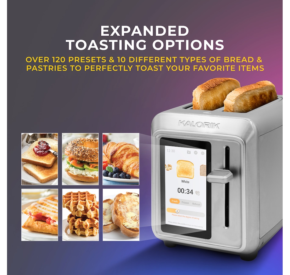 Image 753809_ALTMORE2.jpg, Product 753-809 / Price $139.99, Kalorik Vivid 2-Slice TFT Toaster with Touchscreen (TO52622SS, stainless steel) from Kalorik on TSC.ca's Kitchen department