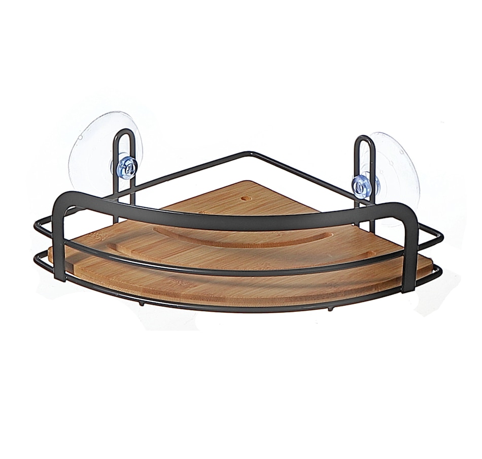 Image 754184.jpg, Product 754-184 / Price $19.99, IH Casadecor Metal Suction Cup Corner Caddy with Bamboo from IH Casa Decor on TSC.ca's Home & Garden department