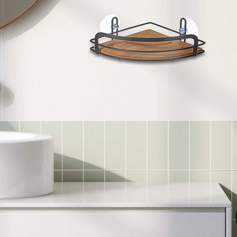 Image 754184_ALTMORE1.jpg, Product 754-184 / Price $19.99, IH Casadecor Metal Suction Cup Corner Caddy with Bamboo from IH Casa Decor on TSC.ca's Home & Garden department