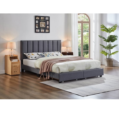 Titus Full Platform Storage Bed (grey linen)