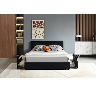 Titus Full Platform Storage Bed (black velvet)
