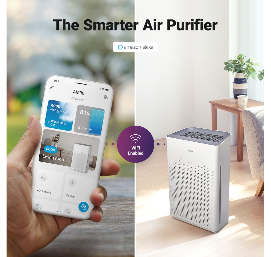 Image 754199_ALTMORE1.jpg, Product 754-199 / Price $299.99, Winix AM90 4-Stage True HEPA Air Purifier with Wi-Fi and PlasmaWave Technology from Winix on TSC.ca's Home & Garden department