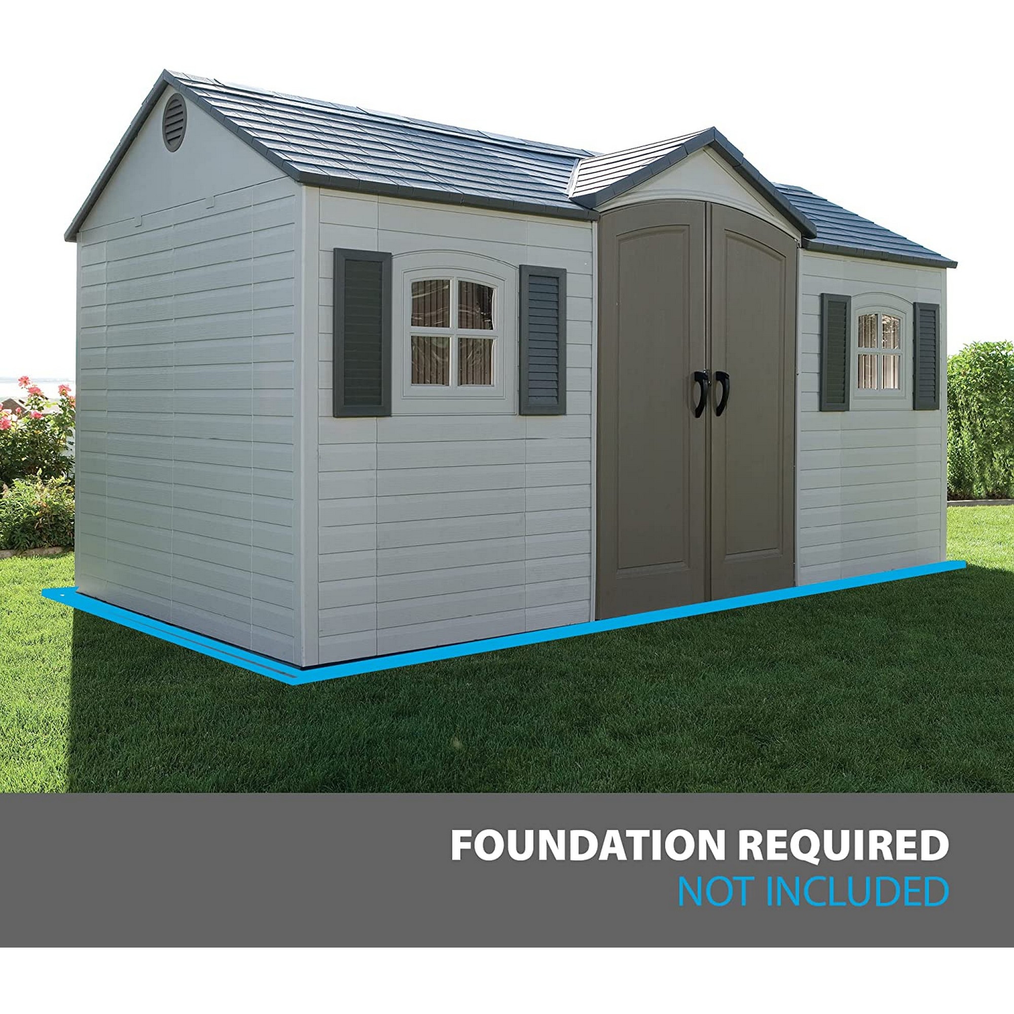 Lifetime 8' x 15' Outdoor Storage Shed with Shutters, Windows and