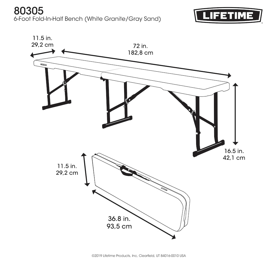 Image 754247_ALTMORE3.jpg, Product 754-247 / Price $79.99, Lifetime 6' Fold-in-Half Bench from Lifetime on TSC.ca's Home & Garden department