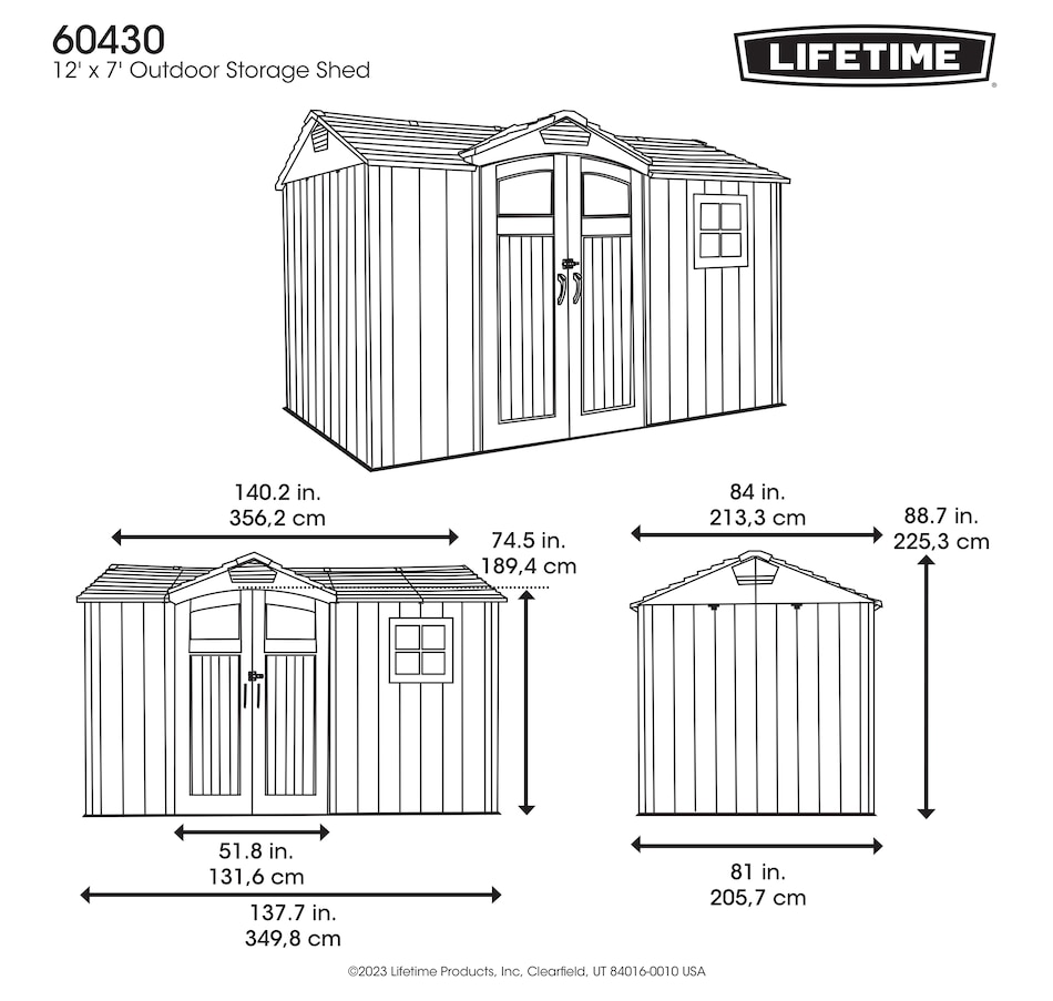 Image 754254_ALTMORE2.jpg, Product 754-254 / Price $2,799.99, Lifetime 12' x 7' Side Entry Outdoor Storage Shed from Lifetime on TSC.ca's Home & Garden department
