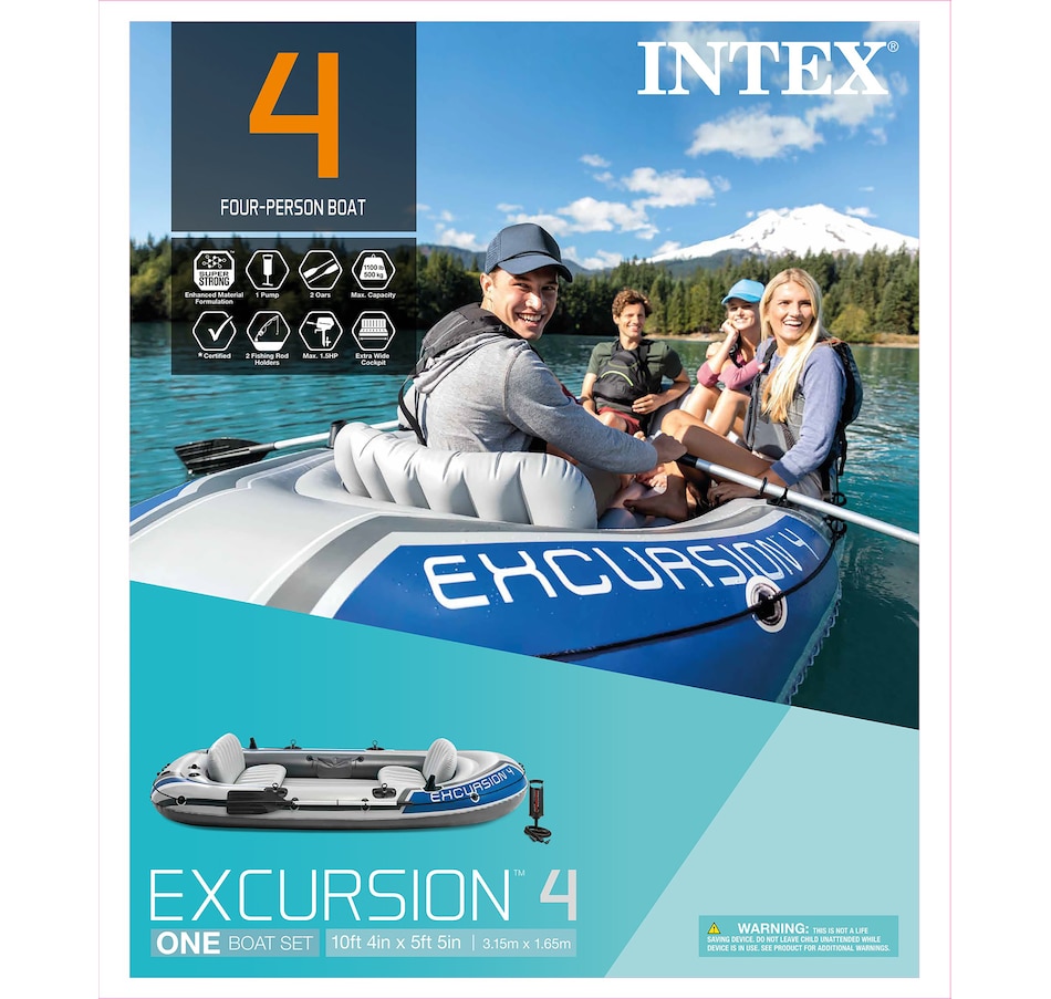 Image 754330_ALTMORE4.jpg, Product 754-330 / Price $299.99, Intex Excursion 4 Inflatable Rafting/Fishing Boat Set from Intex on TSC.ca's Toys & Hobbies department