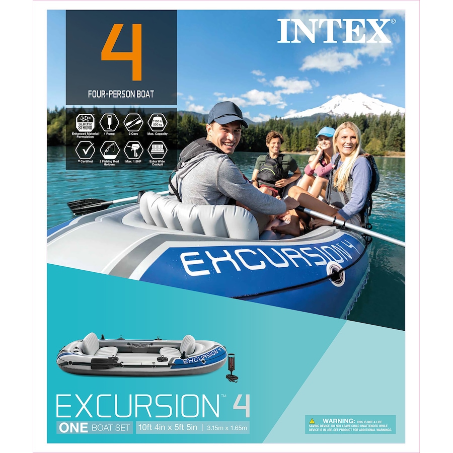 Image 754330_ALTMORE4.jpg, Product 754-330 / Price $194.99, Intex Excursion 4 Inflatable Rafting/Fishing Boat Set from Intex on TSC.ca's Toys & Hobbies department